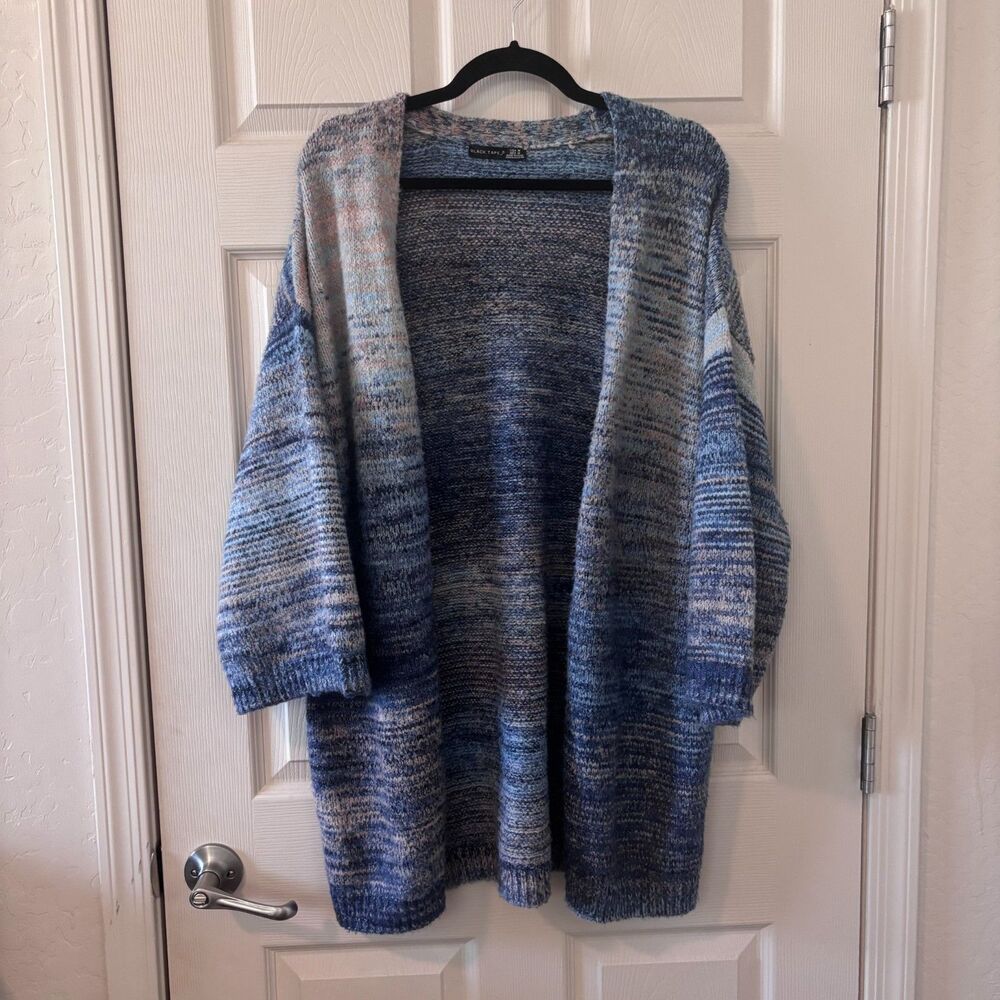 Black Tape Blue Blush Marled Open Front Cardigan Sweater Size M